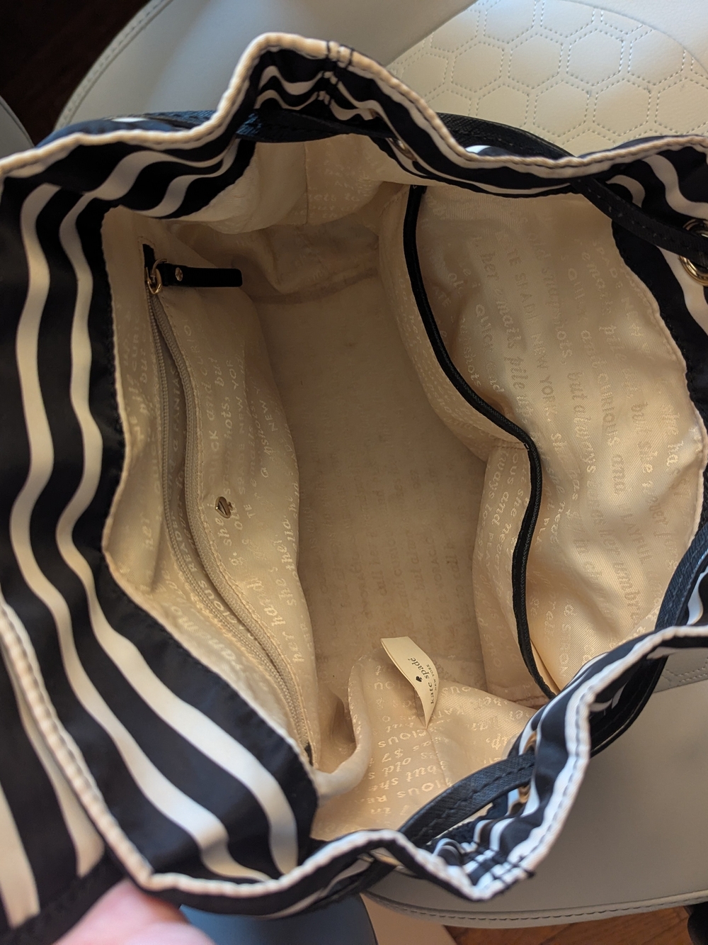 kate spade Black and White Striped Backpack - Picture 3 of 4